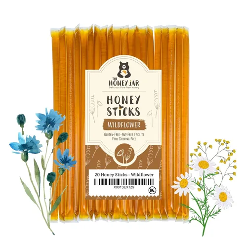 Miniatura 28 de The Honey Jar Palitos de miel lisos, pajitas de miel pura para el té, café o un placer saludable, una cucharadita de miel saborizada por barra