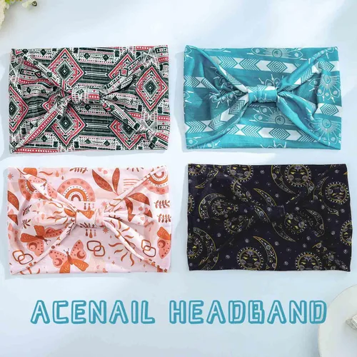 Miniatura 2 de Acenail Diademas anchas para mujer, turbante bohemio, diadema anudada, floral, elástica, antideslizante, para entrenamiento, yoga, bufandas