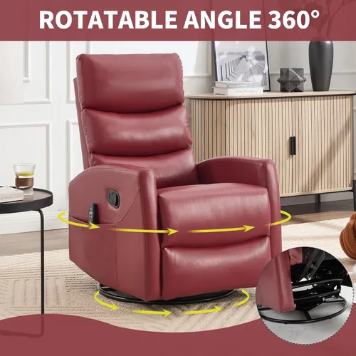 Miniatura 9 de PELUMY Sillón reclinable y mecedora giratoria de 360° con calor y masaje vibratorio, silla balancín para adultos, sillón reclinable compacto