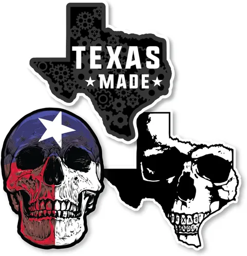 Paquete de 6 calcomanías para parachoques de calavera del Estado de Texas para automóviles, vasos, portátiles, enfriadores, vasos (paquete de tres x