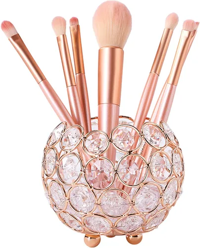 Miniatura 8 de Barelove Organizador de brochas de maquillaje de cristal, vaso de almacenamiento de pinceles para cosméticos, hecho a mano, soporte para lápices
