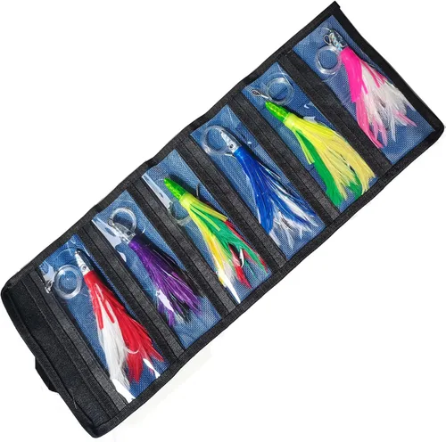 Miniatura 9 de KMUCUTIE Juego de 6 señuelos de pesca de 9 pulgadas, 7 pulgadas, 6.5 pulgadas, marlin, atún, delfín, tiburón, gran juego, señuelos de pesca en mar