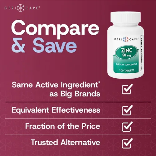 Miniatura 4 de Suplemento mineral esencial de sulfato de zinc de 50 mg, apoya la función inmunológica, actividad antioxidante y metabolismo de nutrientes, 100
