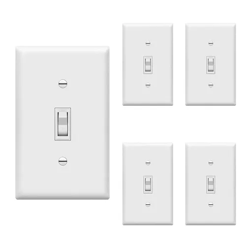 Miniatura 9 de ENERLITES Paquete de placas de pared con luz de palanca, interruptor eléctrico de un solo polo, 15 A 120-277 V, tornillo de puesta a tierra, grado