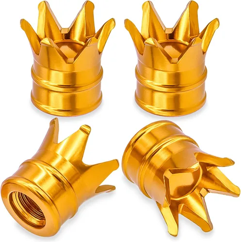 Miniatura 50 de 4 tapas de vástago de válvula de neumático con calavera, tapas universales de válvula de neumático de aleación de aluminio con anillo de goma O