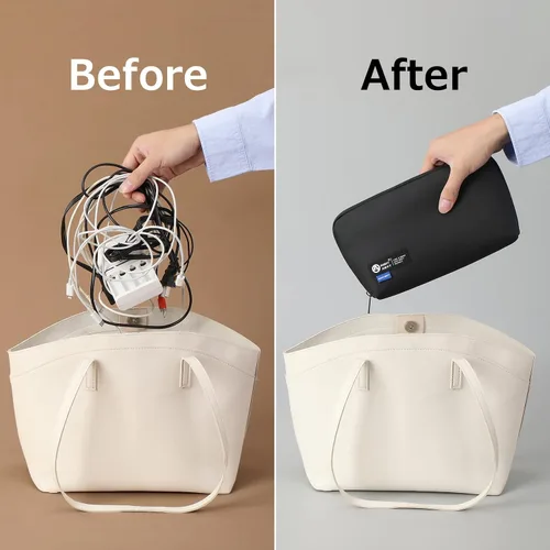 Miniatura 8 de RIGHT AWAY Bolsa de viaje para tecnología de viaje, funda impermeable para cables, organizador de electrónica, bolsa de almacenamiento para Negro