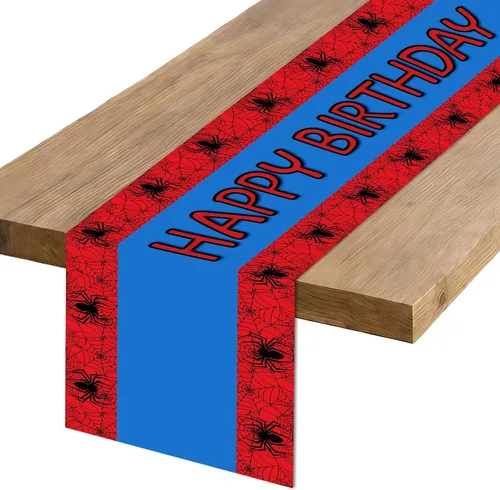 Miniatura 10 de Camino de mesa de feliz cumpleaños, negro, rojo, amarillo, ratón, tela de poliéster, decoración de mesa de comedor para decoración de fiesta