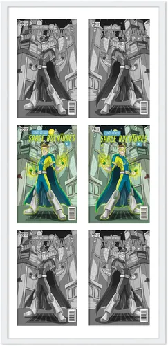 Miniatura 5 de Marco de cómic blanco mate para cómics publicado entre 1938 y 1955 (marco de madera maciza de cómic de la edad dorada) hecho para mostrar 4 cómics