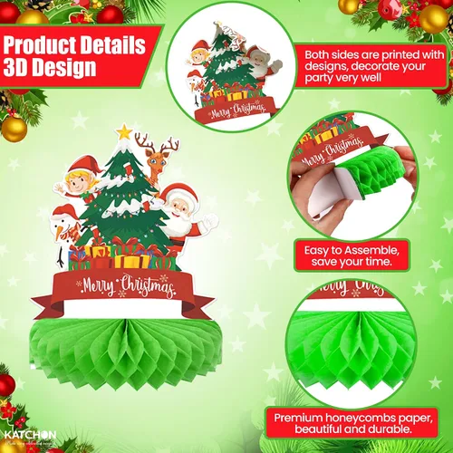 Miniatura 3 de KatchOn Centros de mesa de Navidad para mesas, paquete de 9, decoraciones navideñas para interiores, decoración tradicional de nido de abeja