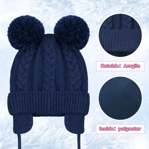 Miniatura 38 de Duoyeree Gorro de invierno para niños pequeños con solapa para las orejas, bufanda gruesa y cálida gorra de calavera para niños y niñas