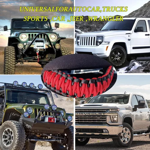 Miniatura 7 de Asas de agarre de paracaídas, mango de agarre para reposacabezas delantero compatible con J-eep Wrangler TJ JK JL JT Land Cruiser FJ Suzuk Ford Rojo