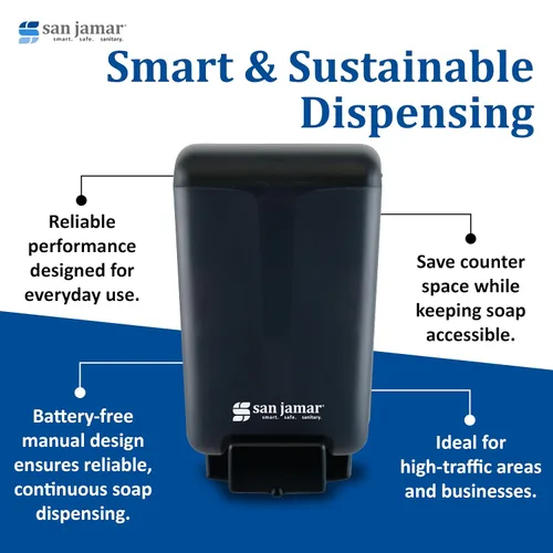 Miniatura 3 de San Jamar Dispensador de jabón clásico con bandeja de goteo fácil de instalar para el hogar, baño, cocina, baños, restaurantes, plástico
