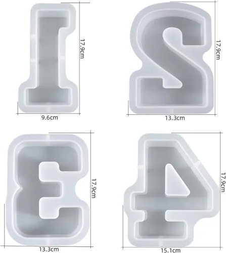 Miniatura 4 de Molde de resina con números de 7 pulgadas, 9 unidades, molde de alfabeto árabe, molde de silicona para resina hecha a mano, molde de fundición