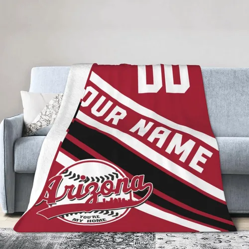 Miniatura 7 de Wream Manta personalizada para fanáticos de la cama, regalo de béisbol con nombre y número de ciudad de béisbol, manta de forro polar de invierno