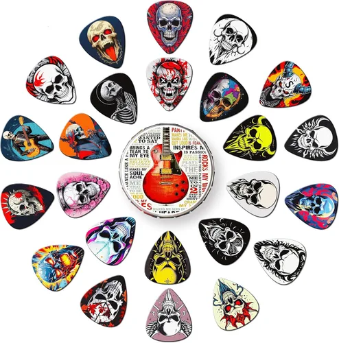Miniatura 12 de 24 piezas de púas de guitarra 4 espesores de púas de guitarra delgadas, medianas, pesadas, púas de guitarra 0.46 0.71 0.96 1.20 mm, regalo único