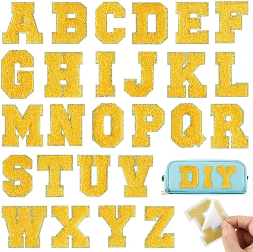 Miniatura 11 de Parches autoadhesivos de felpilla con letras A-Z, color negro, para ropa de tela, 26 piezas