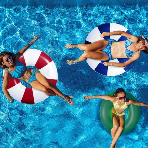 Miniatura 6 de Gemscream 2 flotadores grandes de piscina con asas, 47.24 pulgadas, tubos inflables de piscina tamaño adulto para tumbonas de verano, fiesta
