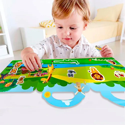 Miniatura 4 de Libro de calcomanías reutilizables para niños, calcomanías de animales, juguetes educativos de aprendizaje, calcomanías de viaje, libros