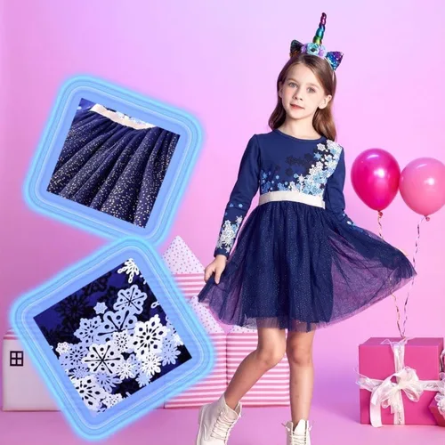 Miniatura 3 de VIKITA Vestidos de invierno de manga larga y tutú para niñas pequeñas de 3 a 7 años, vestido de fiesta y navidad para niñas