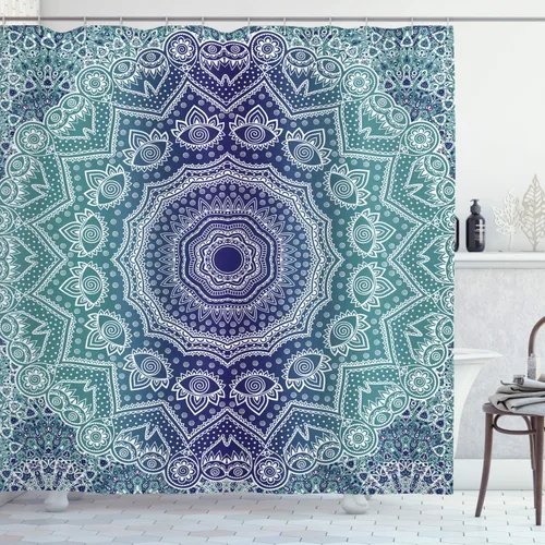 Miniatura 6 de Pingüino Shadow Fun cortina de ducha de tela con ganchos 69 x 70 pulgadas Azul pálido rosa pálido