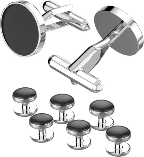 Cufflinks For Men, 316L Stainless Steel Tuxedo Shirt Cuff Links Accessories, Unique Business Groom Wedding Black Silver Gold Jewelry for Son,