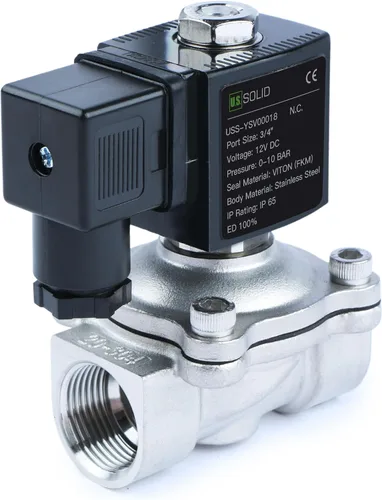 Miniatura 9 de U.S. Solid Válvula solenoide de latón de 1/2" - 12V DC, normalmente cerrada, válvula eléctrica de 10 bar para agua, aire, diésel