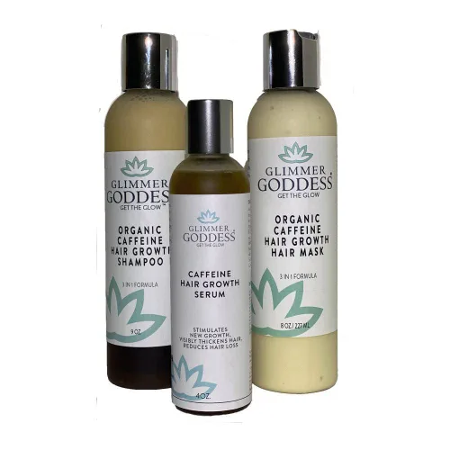 Set de crecimiento del cabello con cafeína orgánica, champú, acondicionador y suero proteico para el crecimiento del cabello, estimula el
