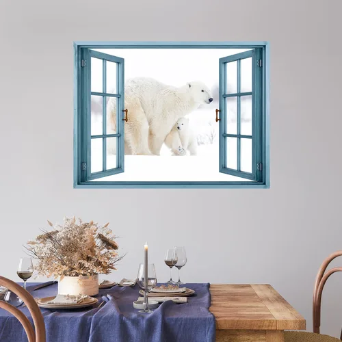 Miniatura 36 de wall26 Adhesivo decorativo para pared, diseño de oso y mariposa fuera de una ventana abierta, no se pega ni se pega, papel tapiz no tejido