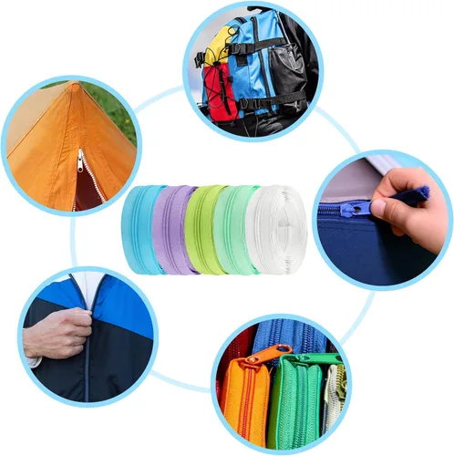 Miniatura 7 de DOITEM 31 yardas, 10 unidades de cremalleras de costura #3, cremalleras de bobina de nailon surtidos para coser con 40 deslizadores de cremallera