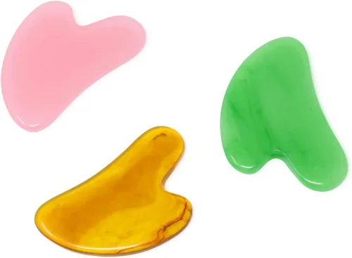 Miniatura 2 de yueton 3 piezas de resina en forma de corazón, imitación jade gua sha, herramienta de masaje facial Gua Sha para tratamiento facial y corporal