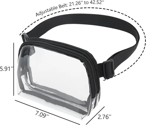 Miniatura 2 de Riñonera transparente para mujer, impermeable, pequeña, transparente, con correa ajustable, bolsa transparente aprobada para estadios, Negro 3