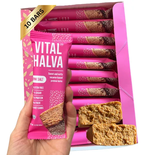 Miniatura 9 de NUEVO SABOR: Barra de sésamo Vital Halva Gut-Friendly Gut, 0.43 oz de fibra, 0.27 oz de proteína, 0.04 oz de azúcar añadida, snack vegano sin gluten