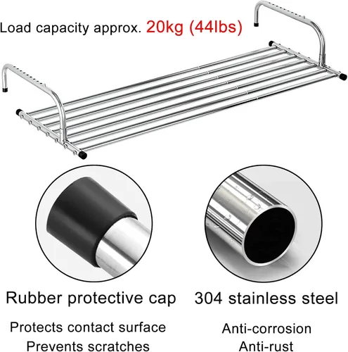 Miniatura 6 de Estante de secado de ropa retráctil de acero inoxidable para interiores y exteriores, ahorro de espacio, plegable, multifunción, estante para flores