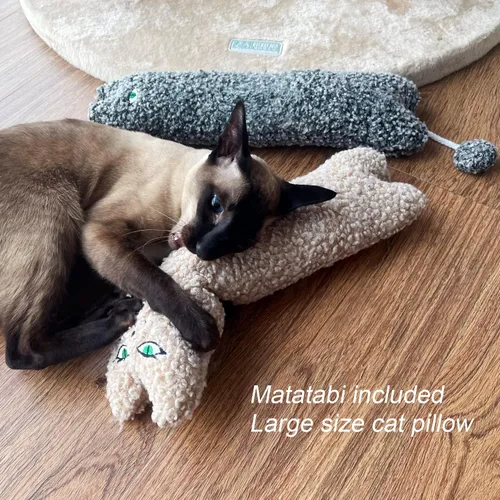 Miniatura 4 de TTcat Almohada de Hierba Gatera Silvervine Matatabi para Gatos y Gatito, Juguete para Patear Gatos, Almohada para Gatos de Tamaño Grande de Felpa