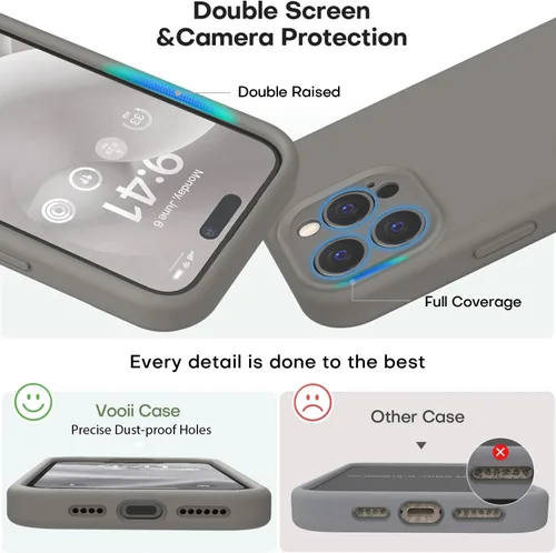 Miniatura 3 de Vooii Funda compatible con iPhone 15 Pro, silicona líquida Defender mejorada, [protección mejorada de la cámara]