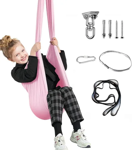 Miniatura 15 de Columpio sensorial para niños y adultos, columpio de terapia de doble capa para interiores y exteriores, columpio para acurrucarse con accesorios