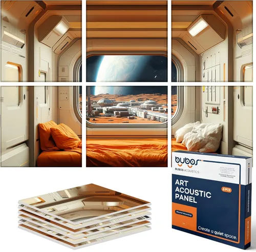 Miniatura 12 de BUBOS Paneles Acústicos Grandes, Paquete de 6 Paneles de Pared Insonorizados con Estampado de Patrón de Madera, Tamaño Total 70.8 x 47.2 Pulgadas