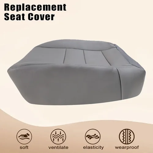 Miniatura 5 de Fundas de asiento inferiores del lado del conductor de cuero de microfibra gris aptas para F250 F350 F450 F550 Super Duty, Lariat XL, FX4 y XLT