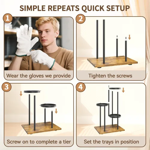 Miniatura 6 de LASZOLA Soporte para plantas de 7 niveles en negro, para interiores, soporte para macetas de metal resistente, organizador moderno y estrecho, torre