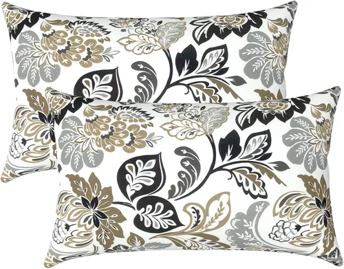 Miniatura 26 de LVTXIII Juego de 2 almohadas lumbares para patio, 12 x 20 pulgadas, resistentes a la decoloración, para exteriores con interiores, cojines lumbares
