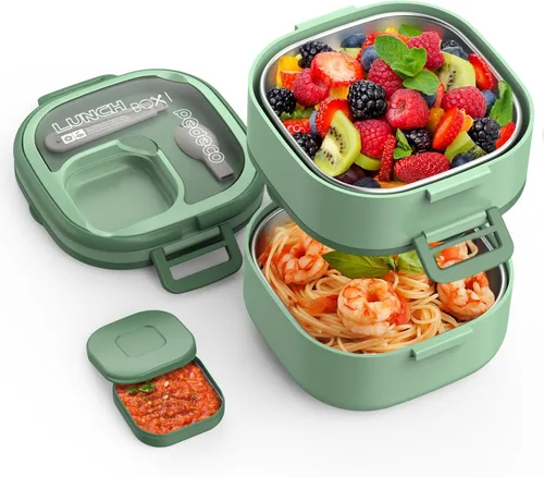 Miniatura 9 de PEDECO Lonchera Bento para adultos y niños, contenedor de comida con un solo compartimento, sin BPA, apta para microondas y lavavajillas