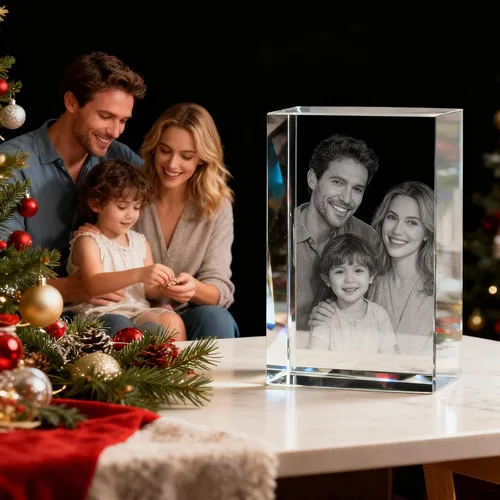 Miniatura 3 de Foto de cristal 3D personalizada, regalos de fotos de Navidad personalizados para mujeres, esposa, mamá, papá, ella, él Foto láser grabada al