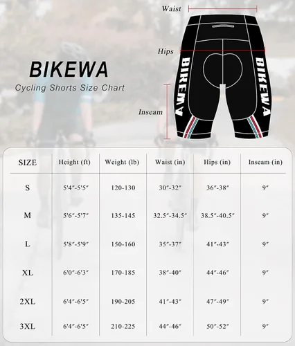 Miniatura 7 de Bikewa Pantalones cortos de ciclismo para hombre, con acolchado 4D, para ciclismo de carretera, con bolsillos con cremallera