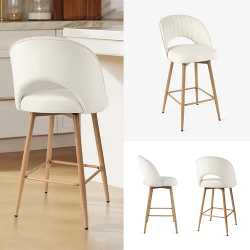 Miniatura 6 de Juego de 2 taburetes de bar giratorios de altura de mostrador para isla de cocina, sillas de bar de 26 pulgadas de altura de asiento para comedor