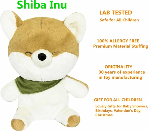 Miniatura 9 de FRANKIEZHOU Peluche Shiba Inu, animal de peluche de 10 pulgadas, marrón claro, juguete suave para niños, perro de peluche, almohada de abrazo