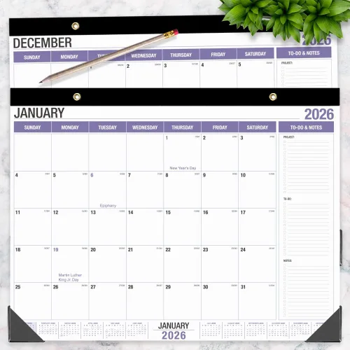 Miniatura 5 de Calendario de escritorio grande 2026, desde enero de 2026 hasta diciembre de 2026, calendarios de escritorio de 22 x 17 pulgadas con lista de Púrpura