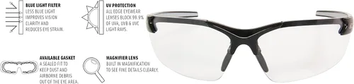 Miniatura 4 de Edge DZ114-G2 Zorge G2 - Gafas de seguridad envolventes, antiarañazos, antideslizantes, UV 400, grado militar, cumplen con ANSI/ISEA y MCEPS, 5.04