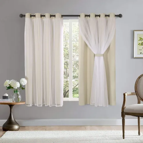 Miniatura 35 de BONZER Cortinas opacas con superposición transparente, mezcla y combina paneles de ventana de doble capa con aislamiento térmico para sala de estar