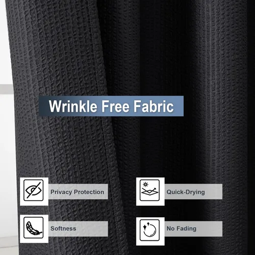 Miniatura 2 de OWENIE Cortina de ducha negra para baño, cortina de ducha pequeña con textura en relieve 3D para tamaño de ducha estrecha, lavable a máquina
