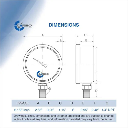 Miniatura 6 de Medidor de presión relleno de líquido de glicerina de 5000 PSI, dial de 2.5 pulgadas, montaje inferior 1/4 NPT, caja de acero inoxidable 304, piezas